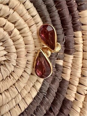 Dior Gold-Tone Earrings with Deep Pink Teardrop Crystals